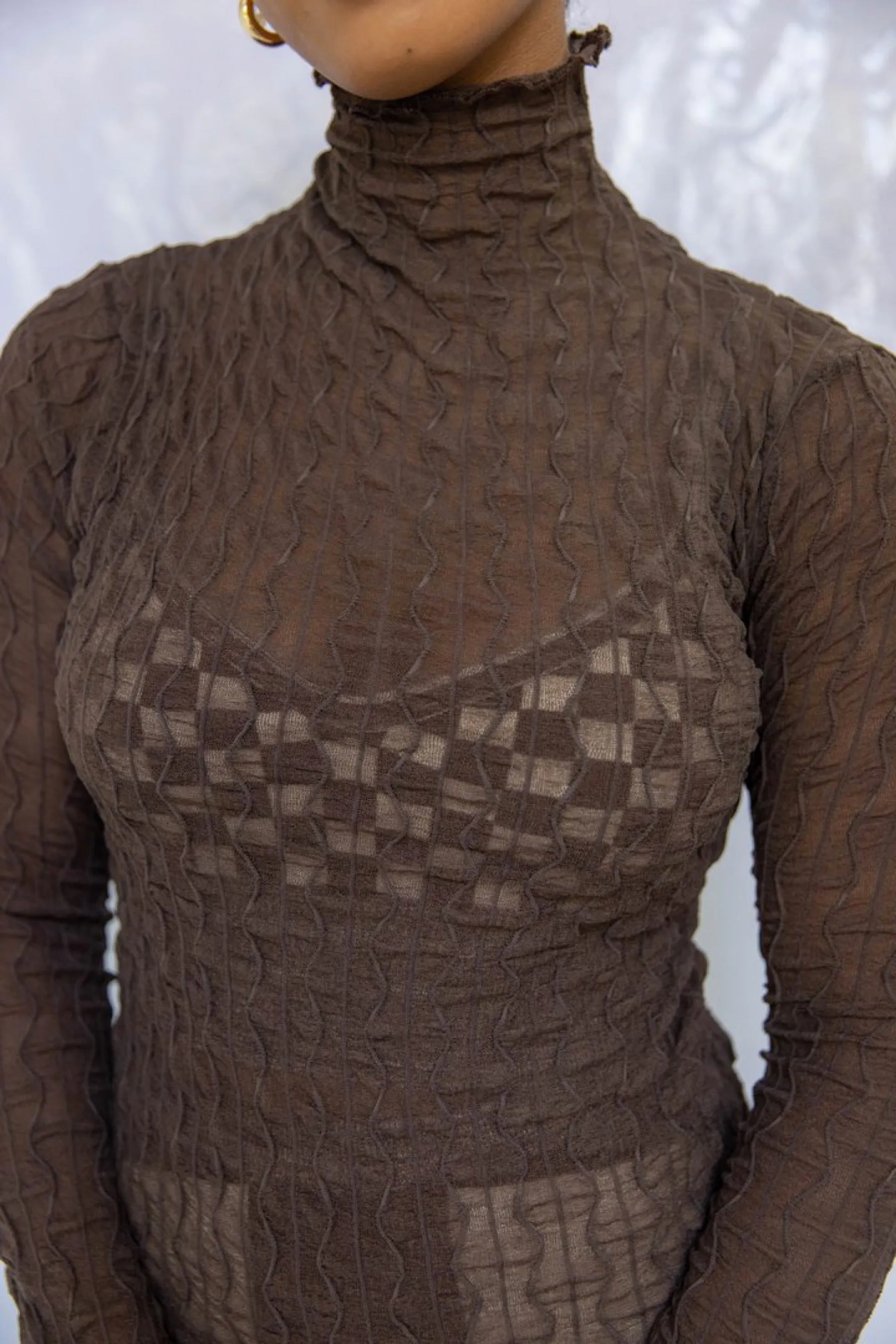 Brown Ross Mesh Top