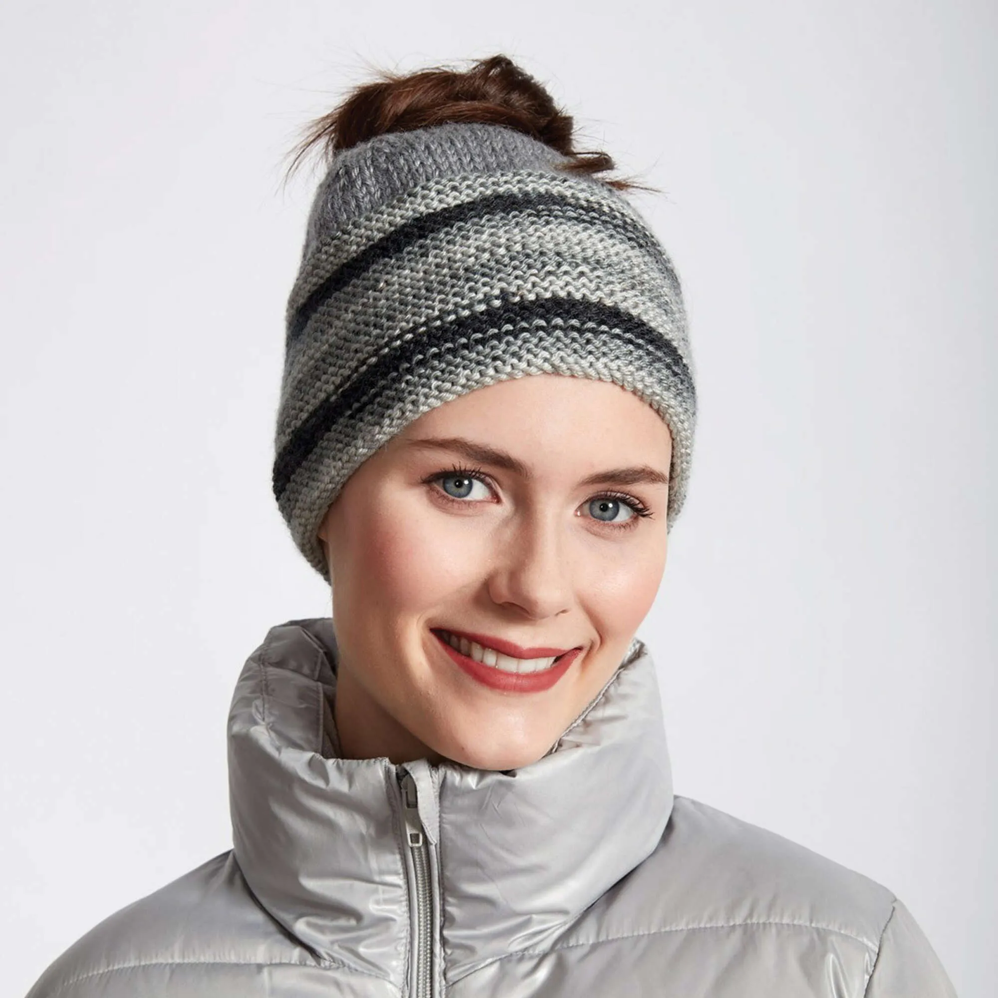 Caron Messy Bun Knit Hat