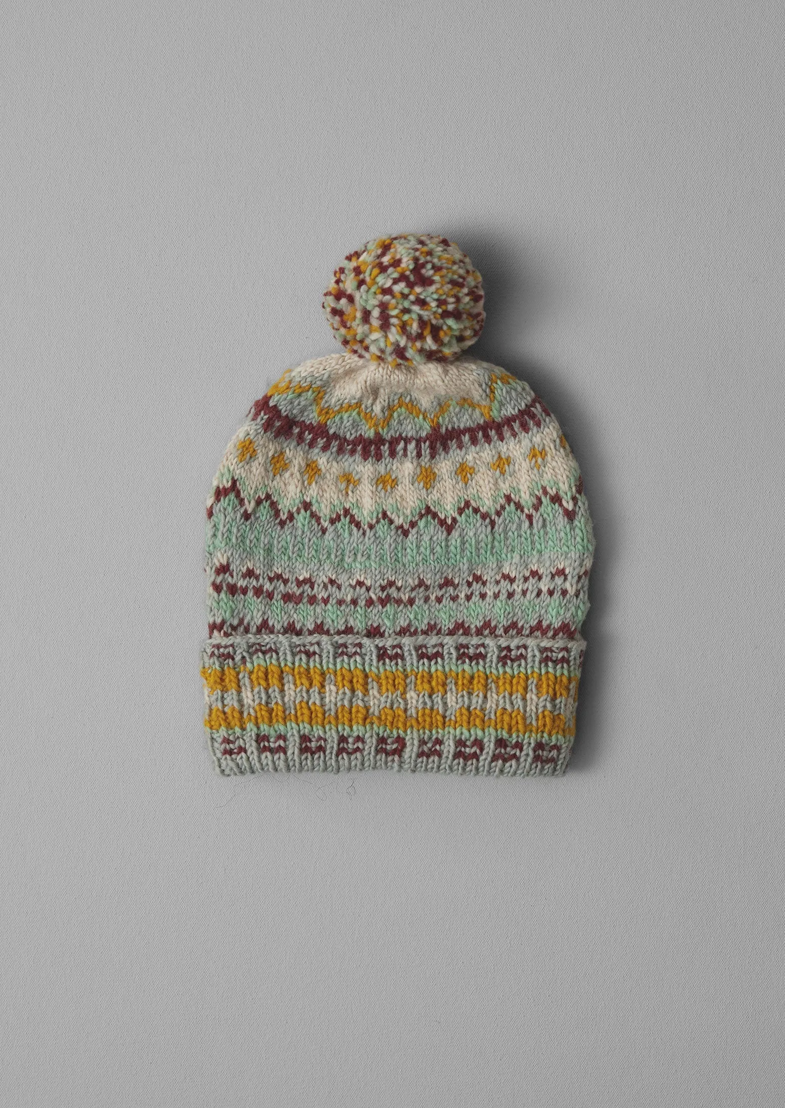 Chamula Hand Knit Fair Isle Hat | Grey Multi