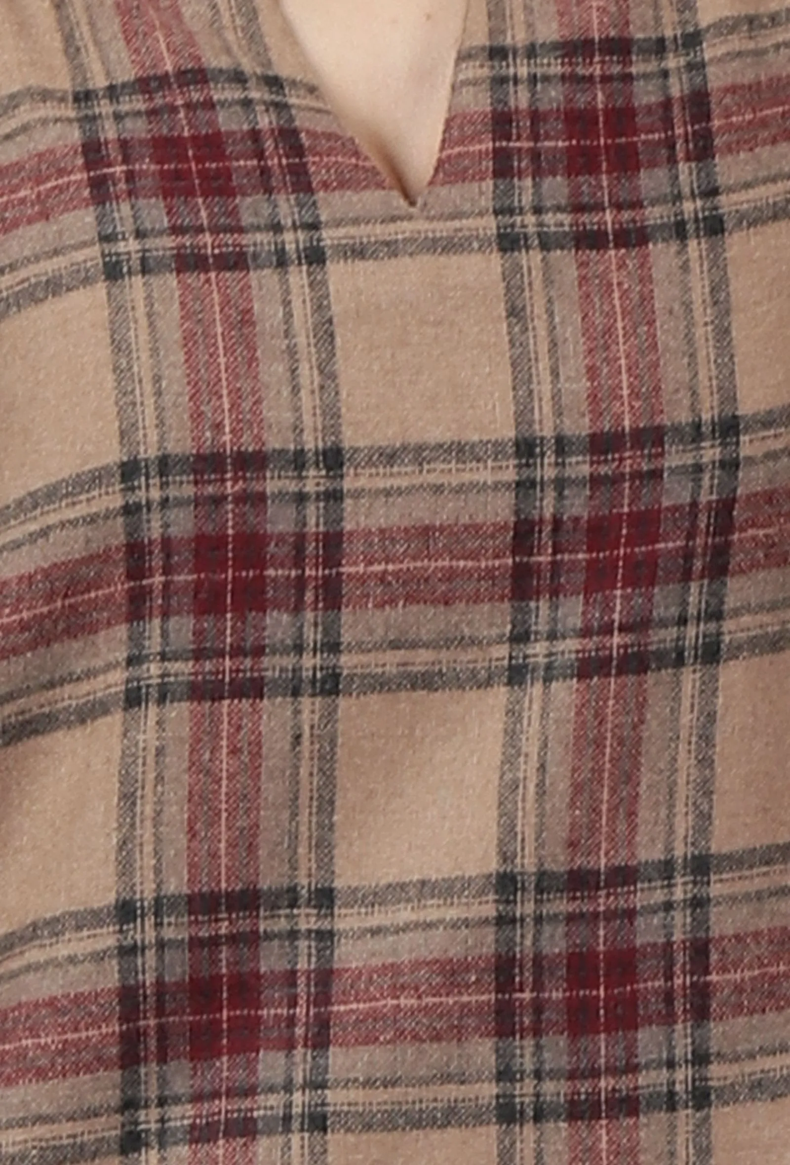 Chestnut Brown Woven Tartan Checks Phiran Kurta With Pockets