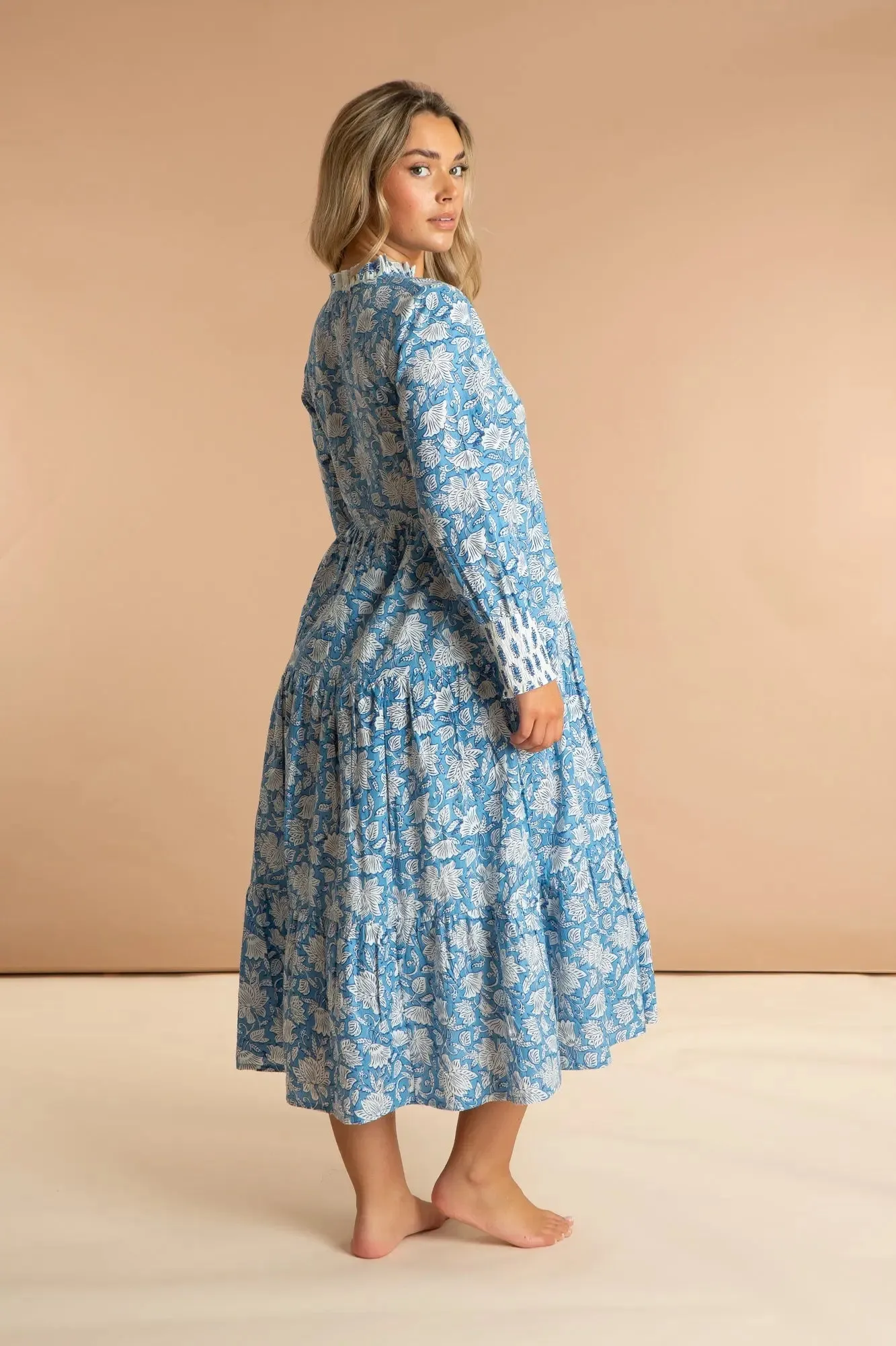 China Blue Paisley Cotton Dress