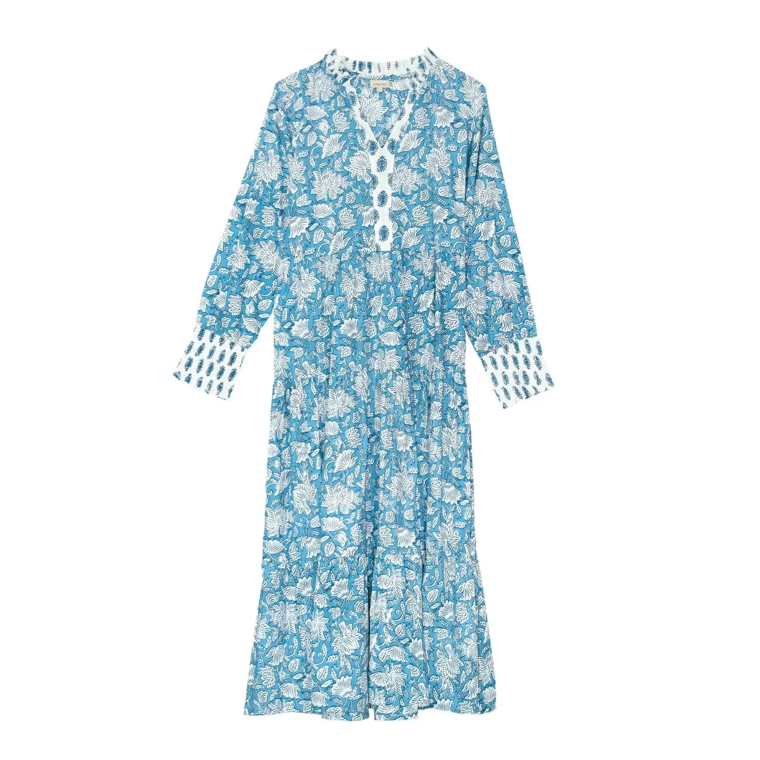 China Blue Paisley Cotton Dress