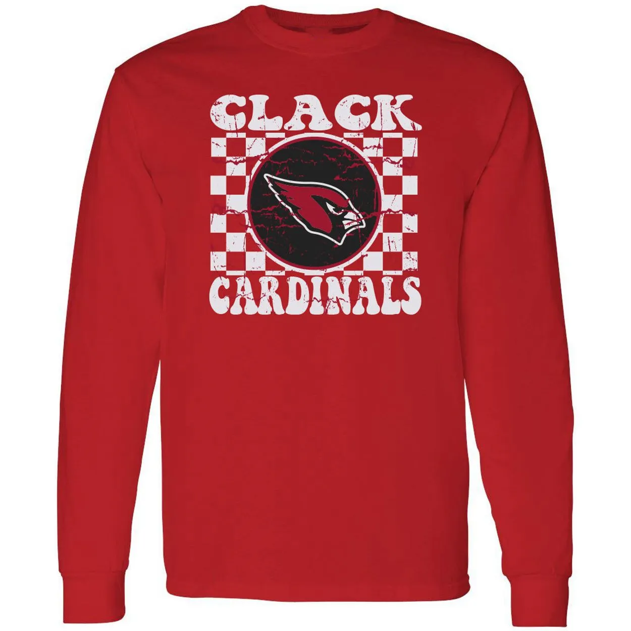 Clack Cardinals - Checkered Long Sleeve T-Shirt