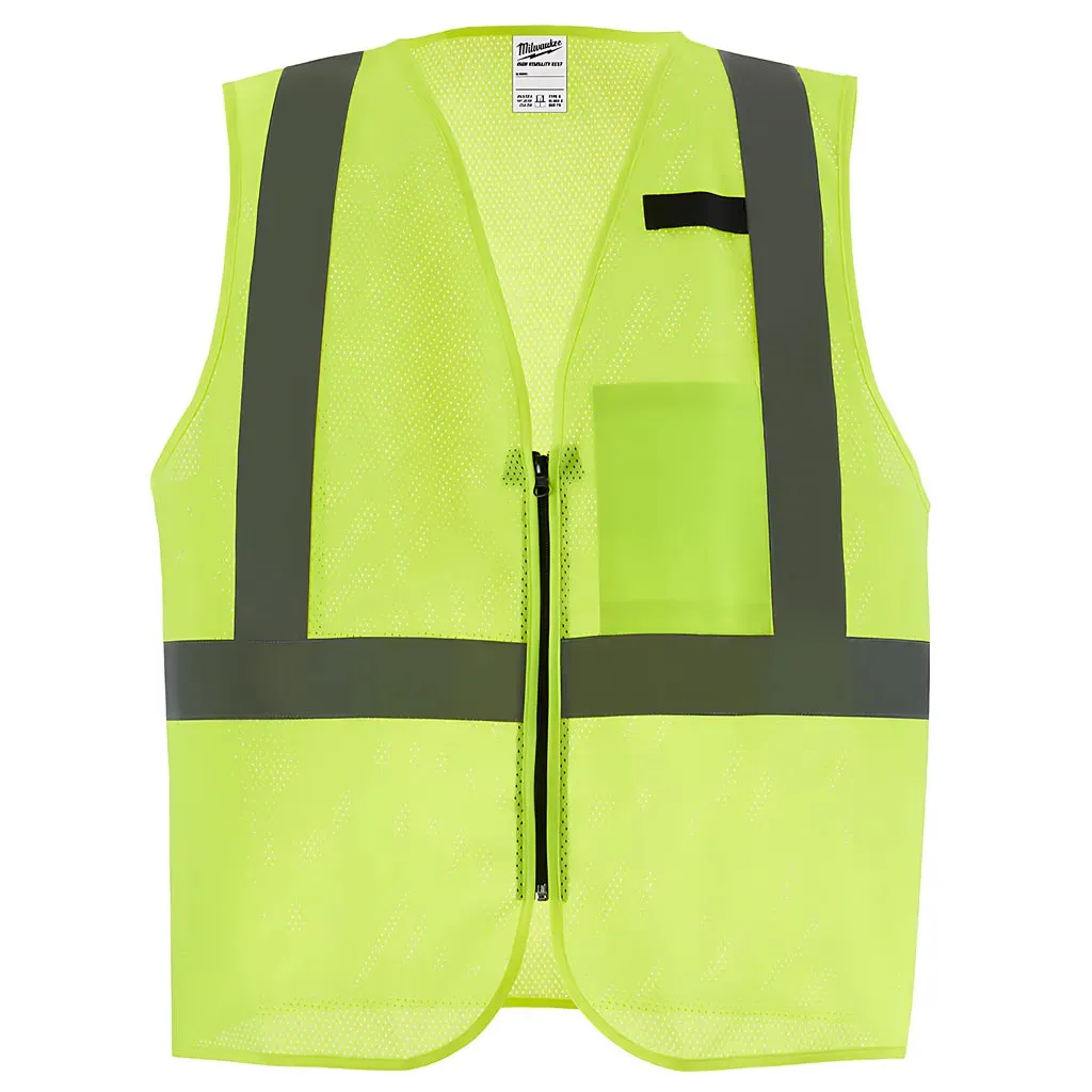 Class 2 High Visibility Yellow Mesh One Pocket Safety Vest - 4X/5X