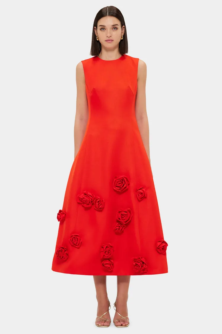 Cleo Sleeveless Midi Dress - Scarlet