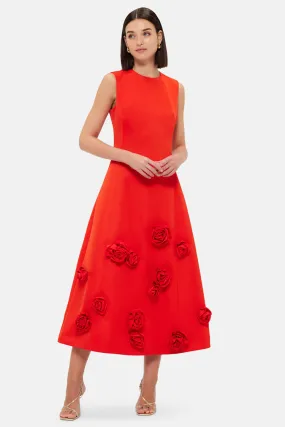 Cleo Sleeveless Midi Dress - Scarlet