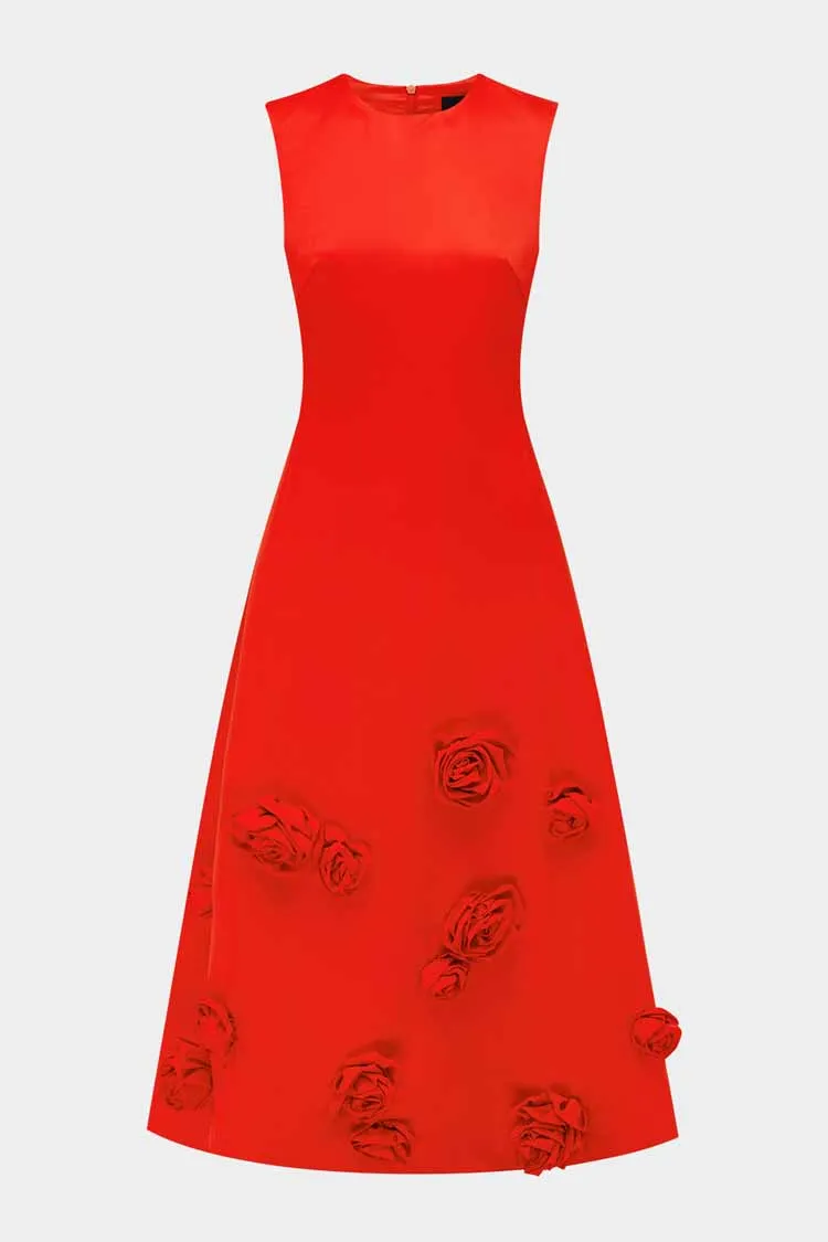 Cleo Sleeveless Midi Dress - Scarlet