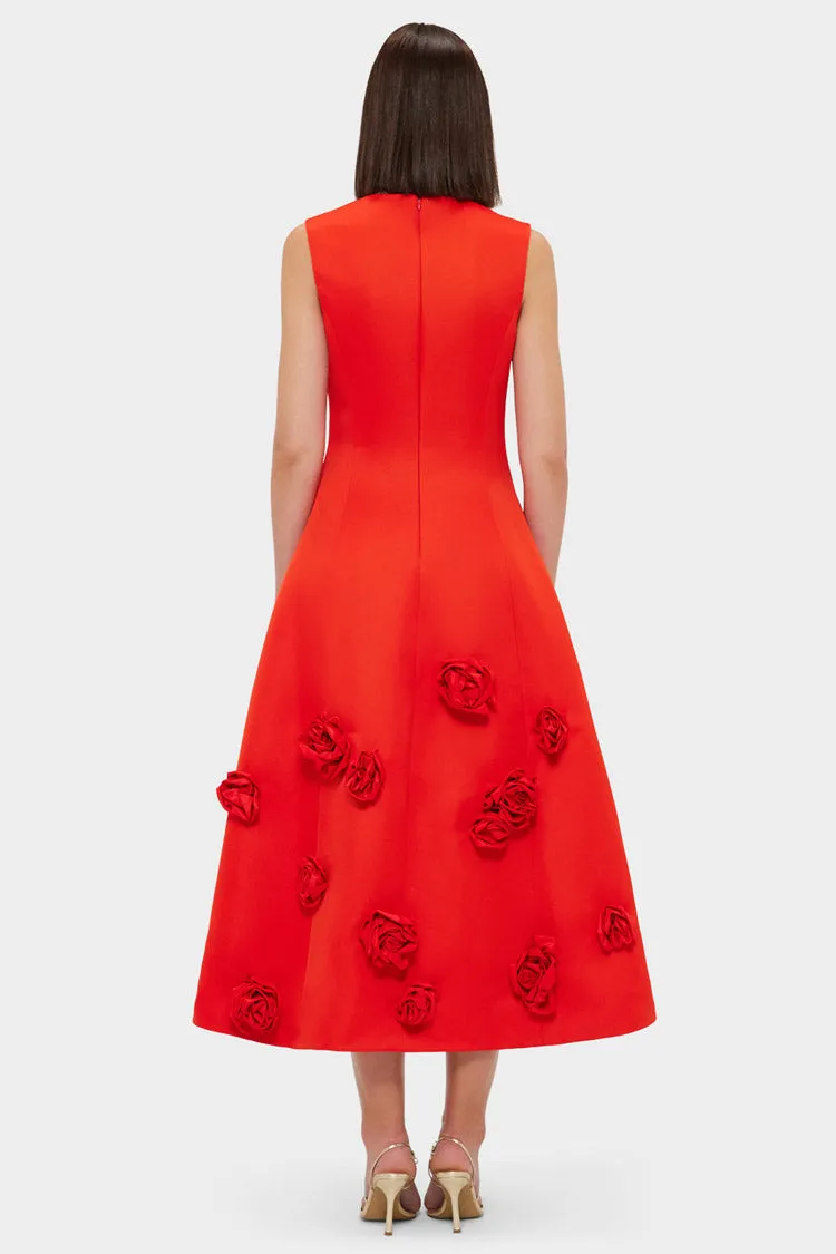 Cleo Sleeveless Midi Dress - Scarlet