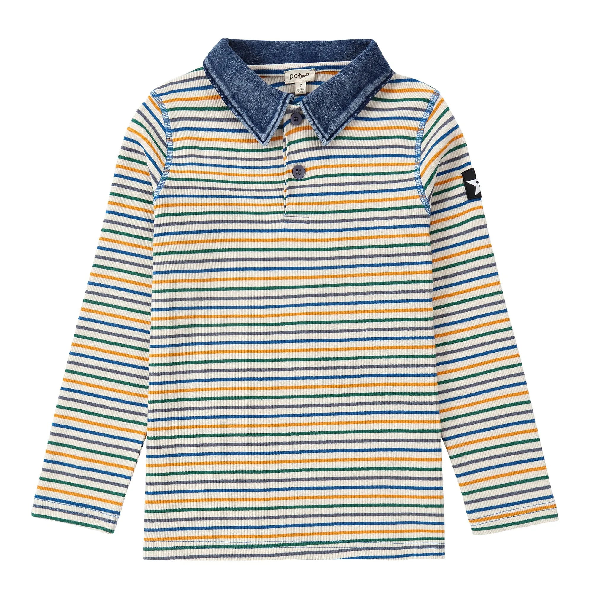 Colorful Stripe Long Sleeve Polo