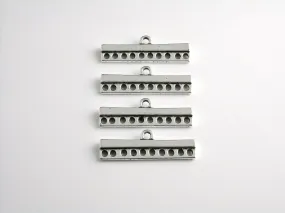 Connector Bars, 10 Strand Links, Antique Silver Plated, 28mm x 9mm - 6 bars (3 pairs)