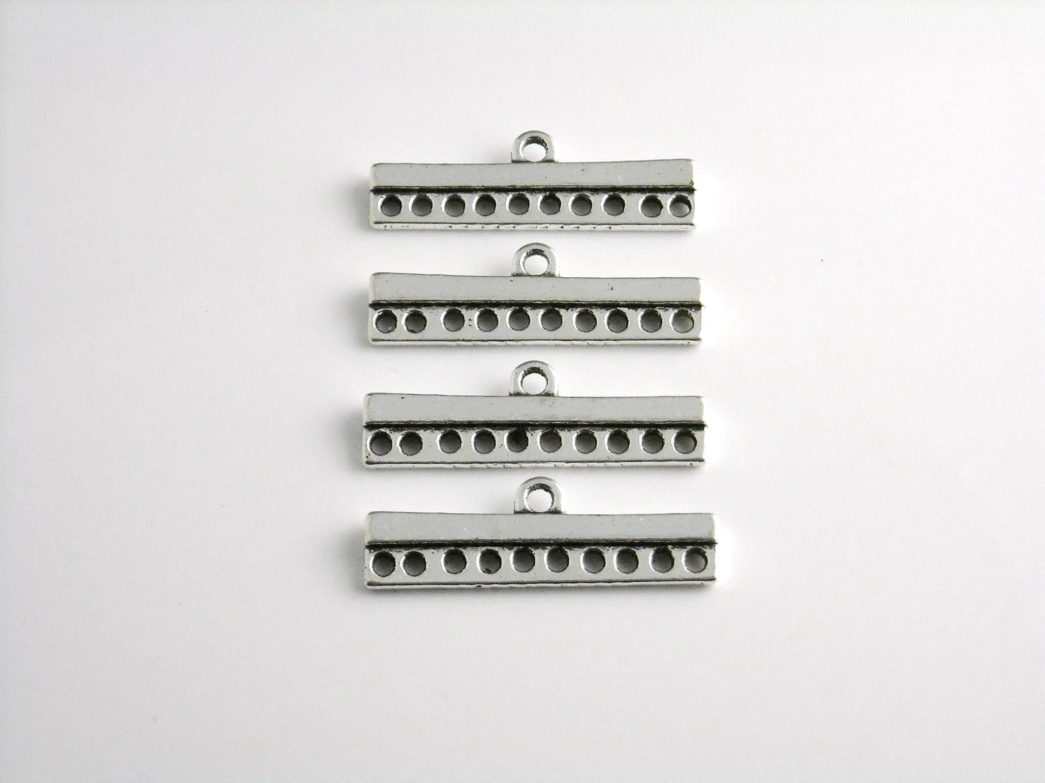 Connector Bars, 10 Strand Links, Antique Silver Plated, 28mm x 9mm - 6 bars (3 pairs)