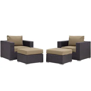 Convene 4 Piece Outdoor Patio Sectional Set Espresso Mocha EEI-2202-EXP-MOC-SET