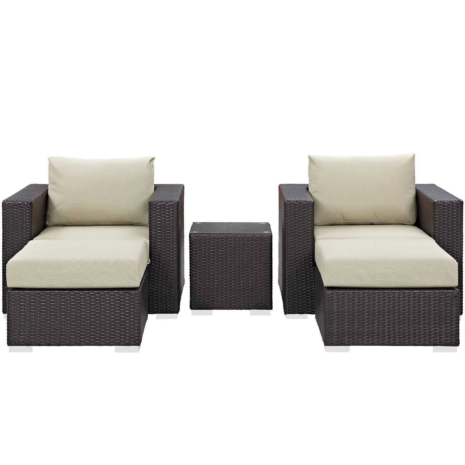 Convene 5 Piece Outdoor Patio Sectional Set Espresso Beige EEI-2201-EXP-BEI-SET