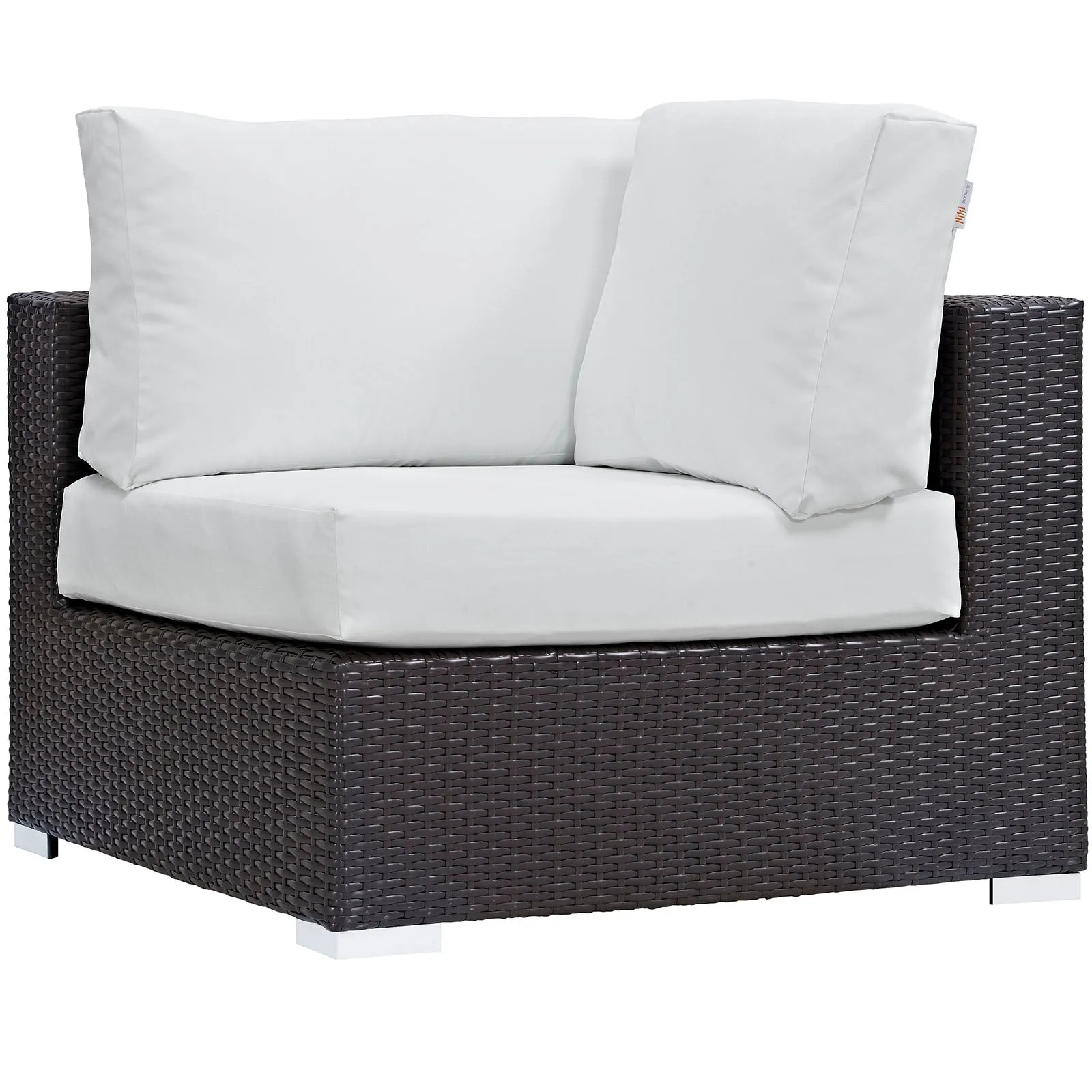 Convene 5 Piece Outdoor Patio Sectional Set Espresso White EEI-2163-EXP-WHI-SET