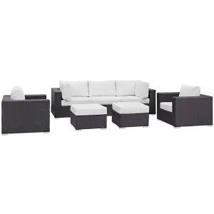 Convene 7 Piece Outdoor Patio Sectional Set Espresso White EEI-2200-EXP-WHI-SET