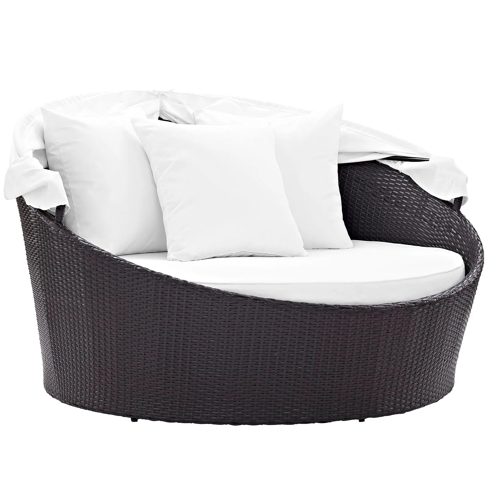 Convene Canopy Outdoor Patio Daybed Espresso White EEI-2175-EXP-WHI