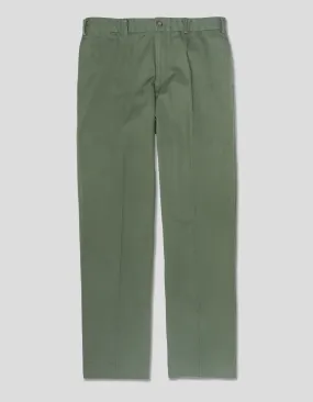 COTTON CHINO CINCH-BACK PANTS - OLIVE