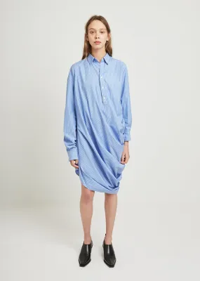 Cotton Poplin Stripe Draping Shirt