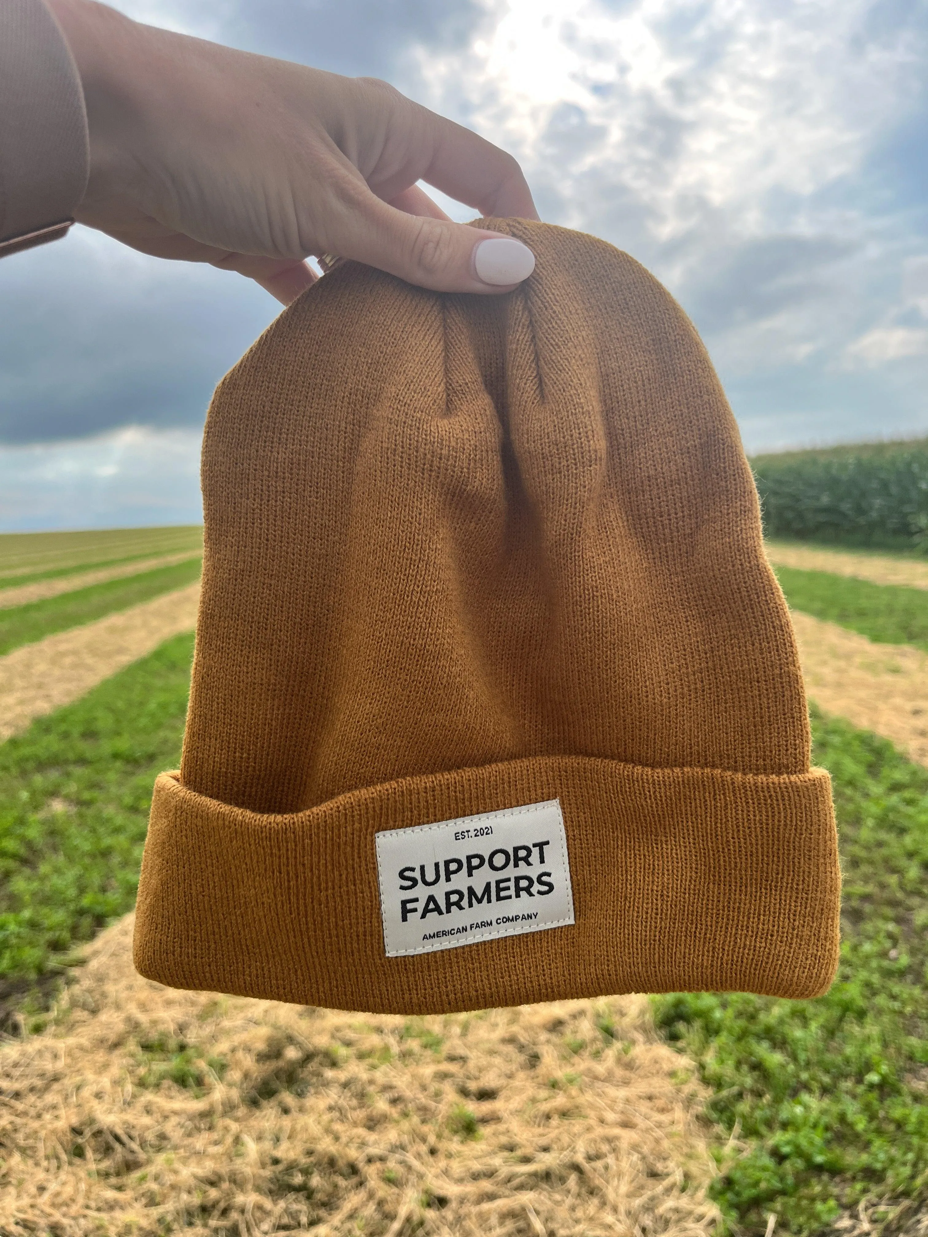 Coyote Brown ‘Support Farmers’ Beanie