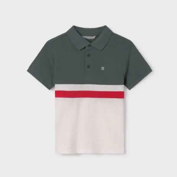 CREAM AND GREEN SHORT SLEEVE POLO