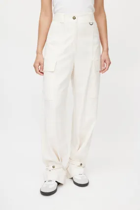 Cream Wide Leg Cargo Pant