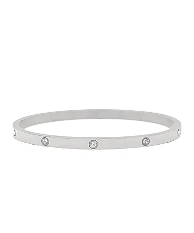 Crystal Station Bangle Bracelet - Silver