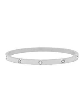 Crystal Station Bangle Bracelet - Silver