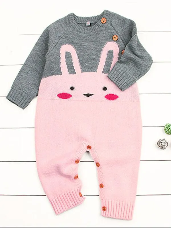 Cute Rabbit Design Long Sleeves Romper Baby Jumpsuit