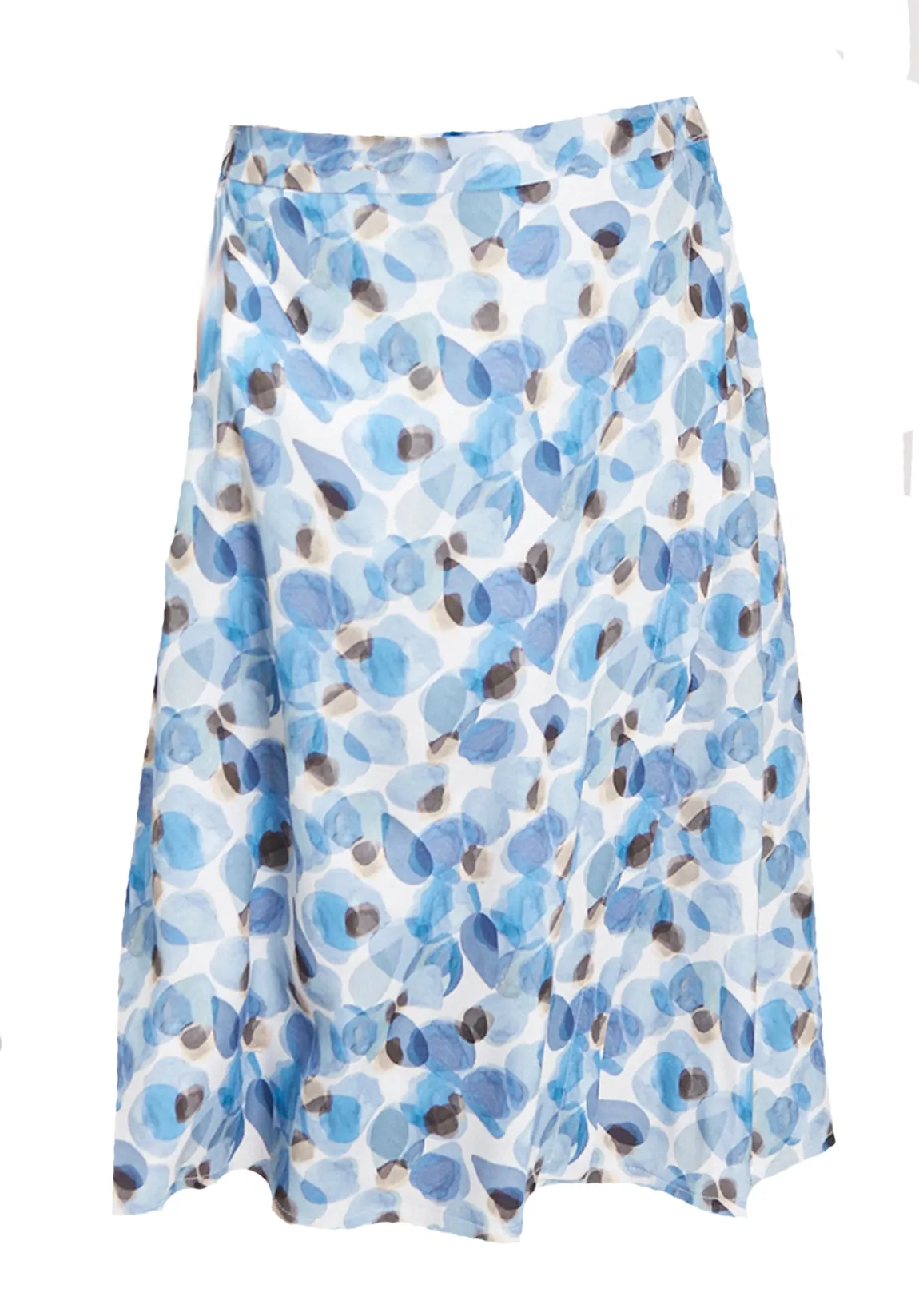 Danielle Petal Print A-Line Midi Viscose VELCRO® Brand Fastening Wrap Skirt - Seaspray