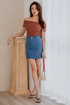 Danni Off-Shoulder Knit Top (Rust)