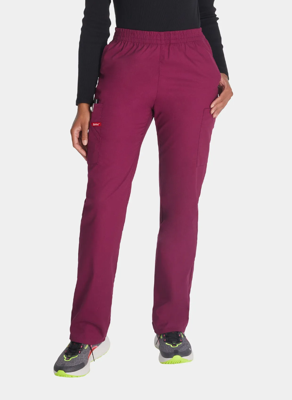 Dickies EDS Signature Ladies Natural Rise Tapered Leg Pull-On Scrub Trousers DKE86106 - Wine