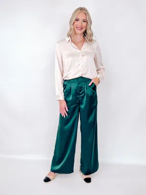 Dolly - Emerald Green Satin Pants