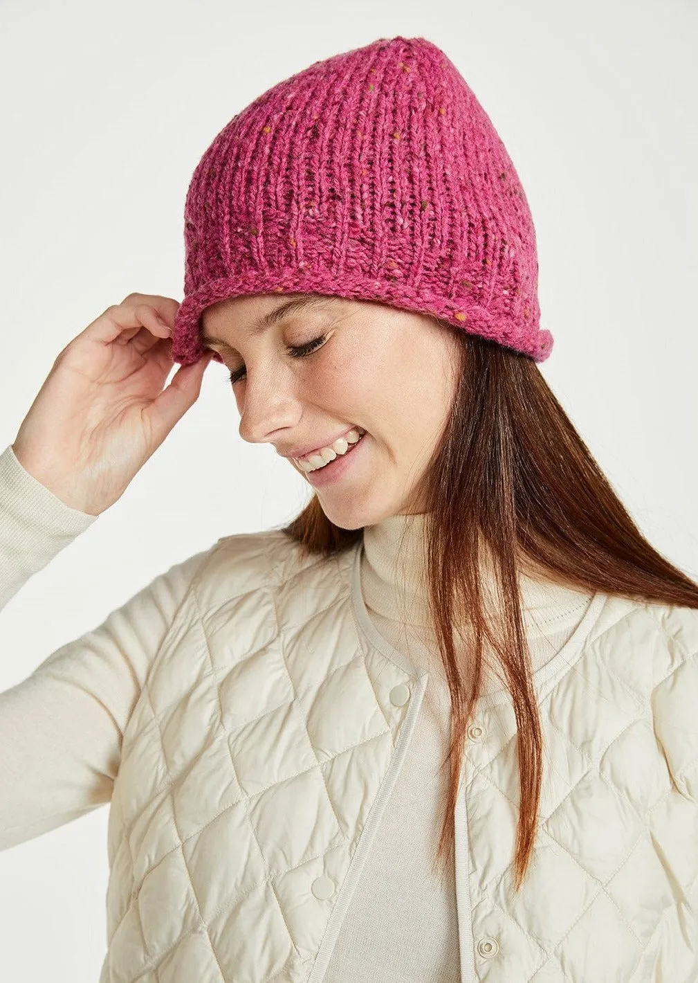 Donegal Wool Beanie Hat | Pink