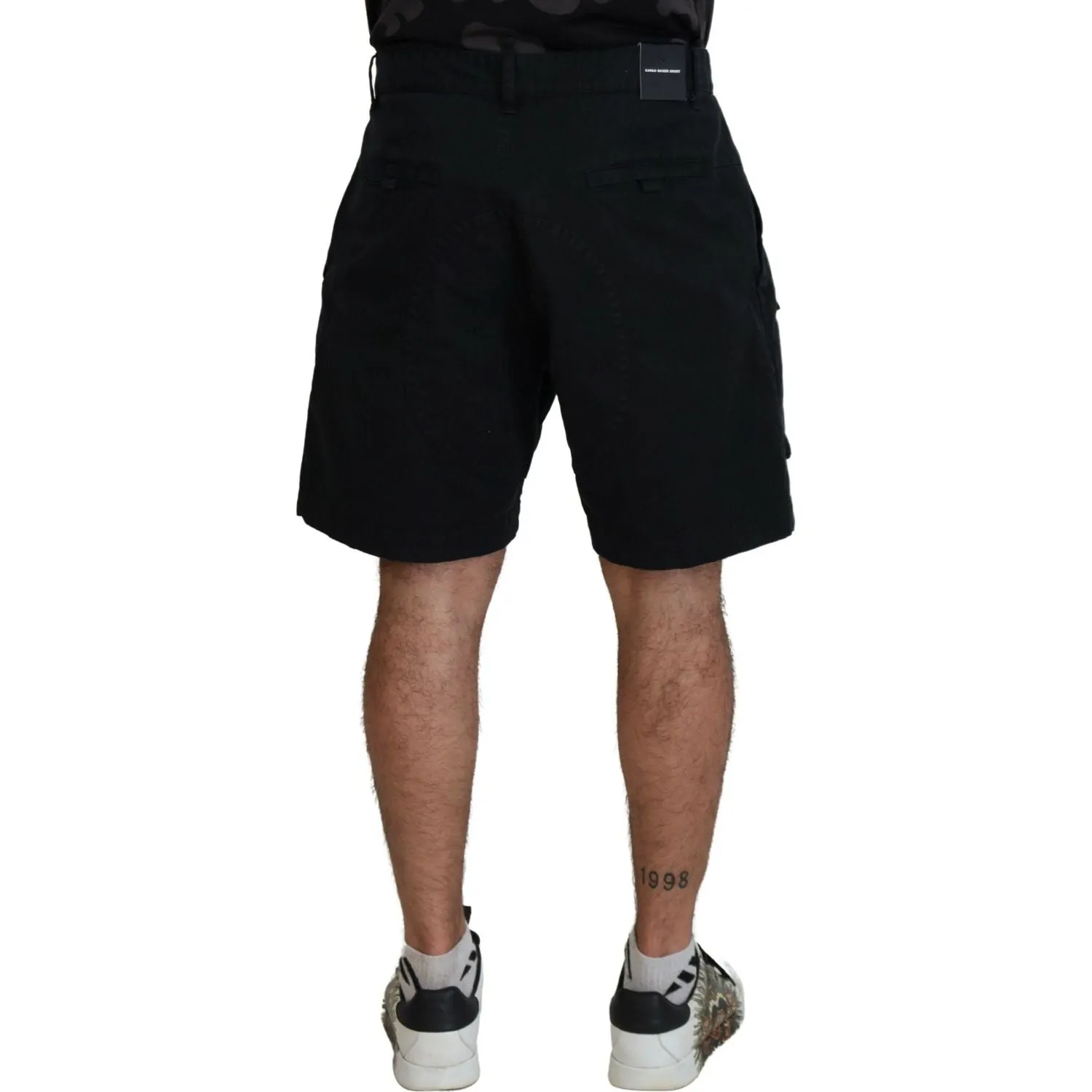 Dsquared² Black Cotton Cargo Boxer Above Knee Shorts