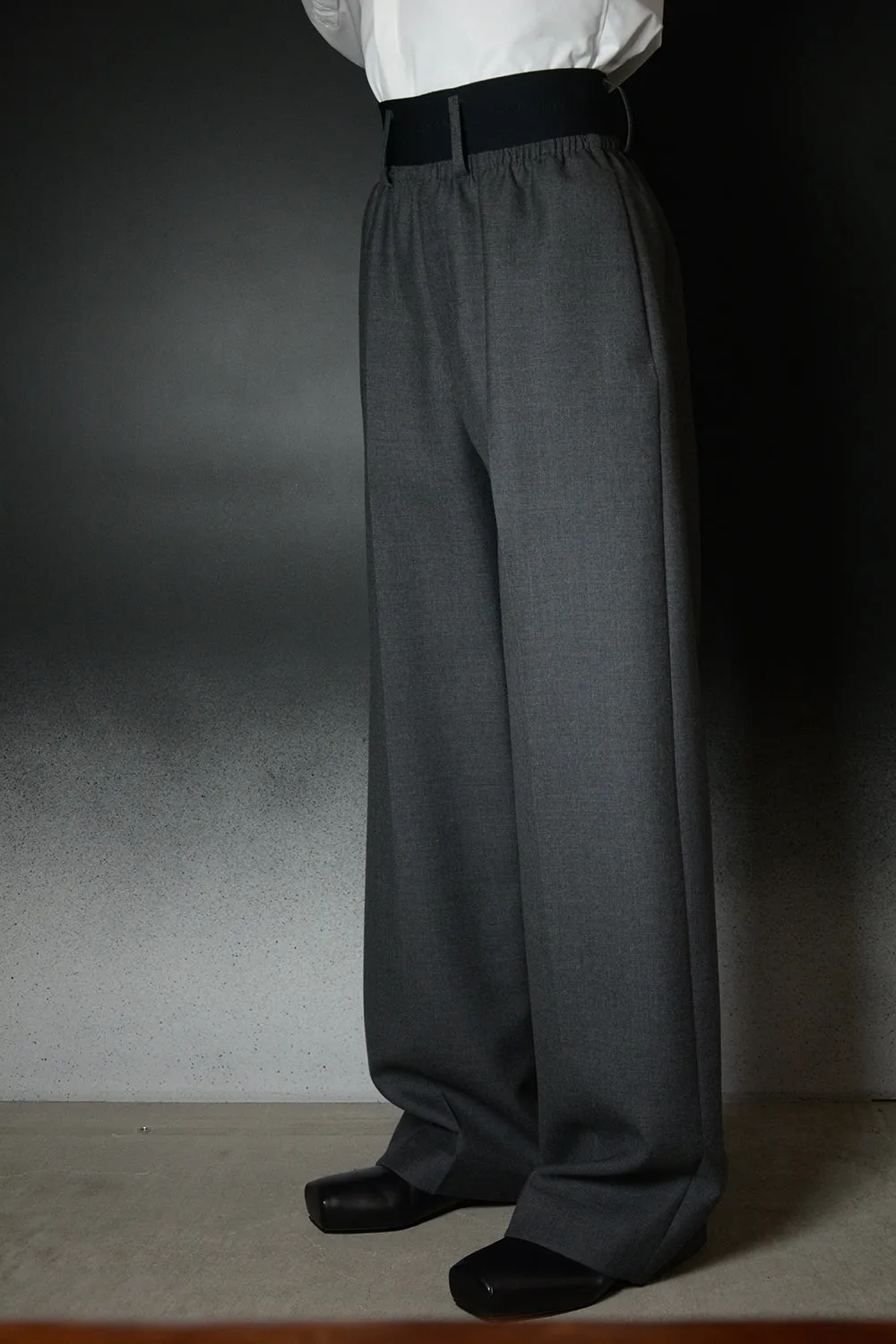 ELASTIC WAIST PANTS - WOOL TWILL TAILORIMG