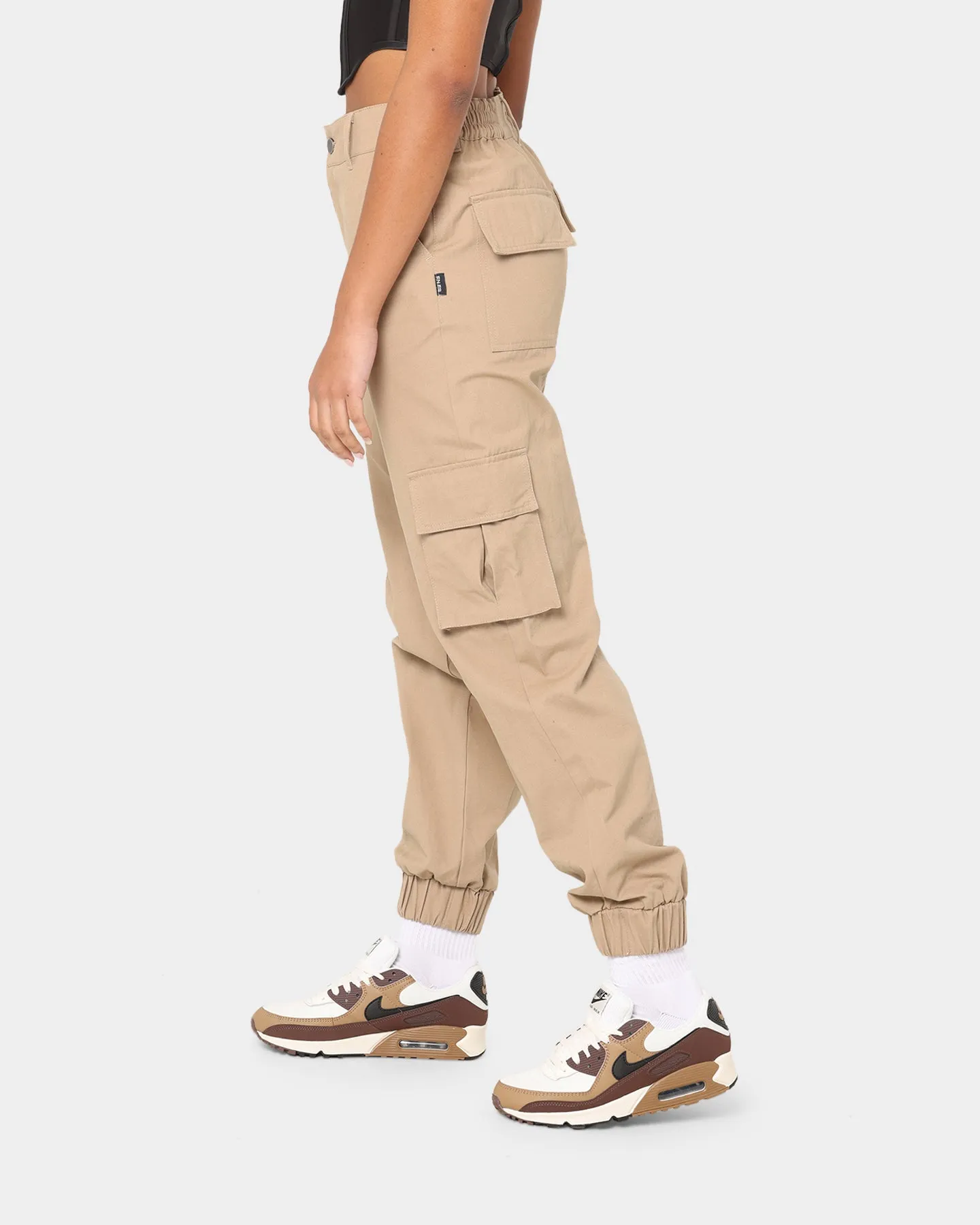 EN ES Women's Washed Cargo Pants Beige