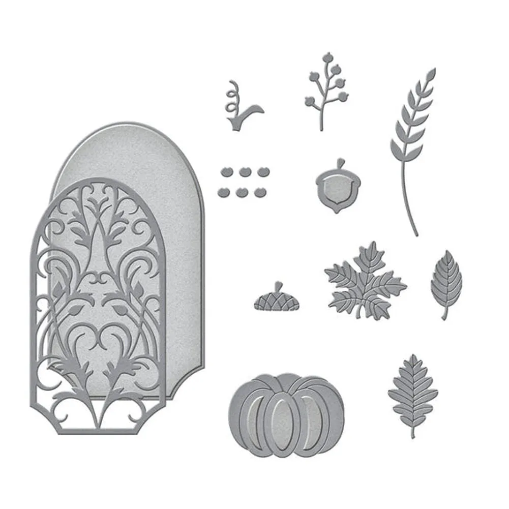 FALL LABEL MOTIFS ETCHED DIES FROM SEASONAL LABEL MOTIFS COLLECTION BY BECCA FEEKEN