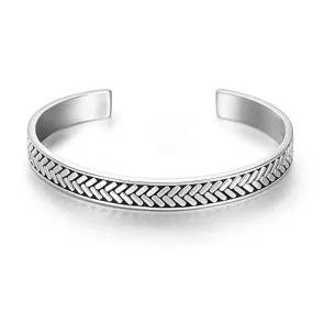 FANCIME FEARLESSNESS Mens Open Cuff Sterling Silver Bracelet