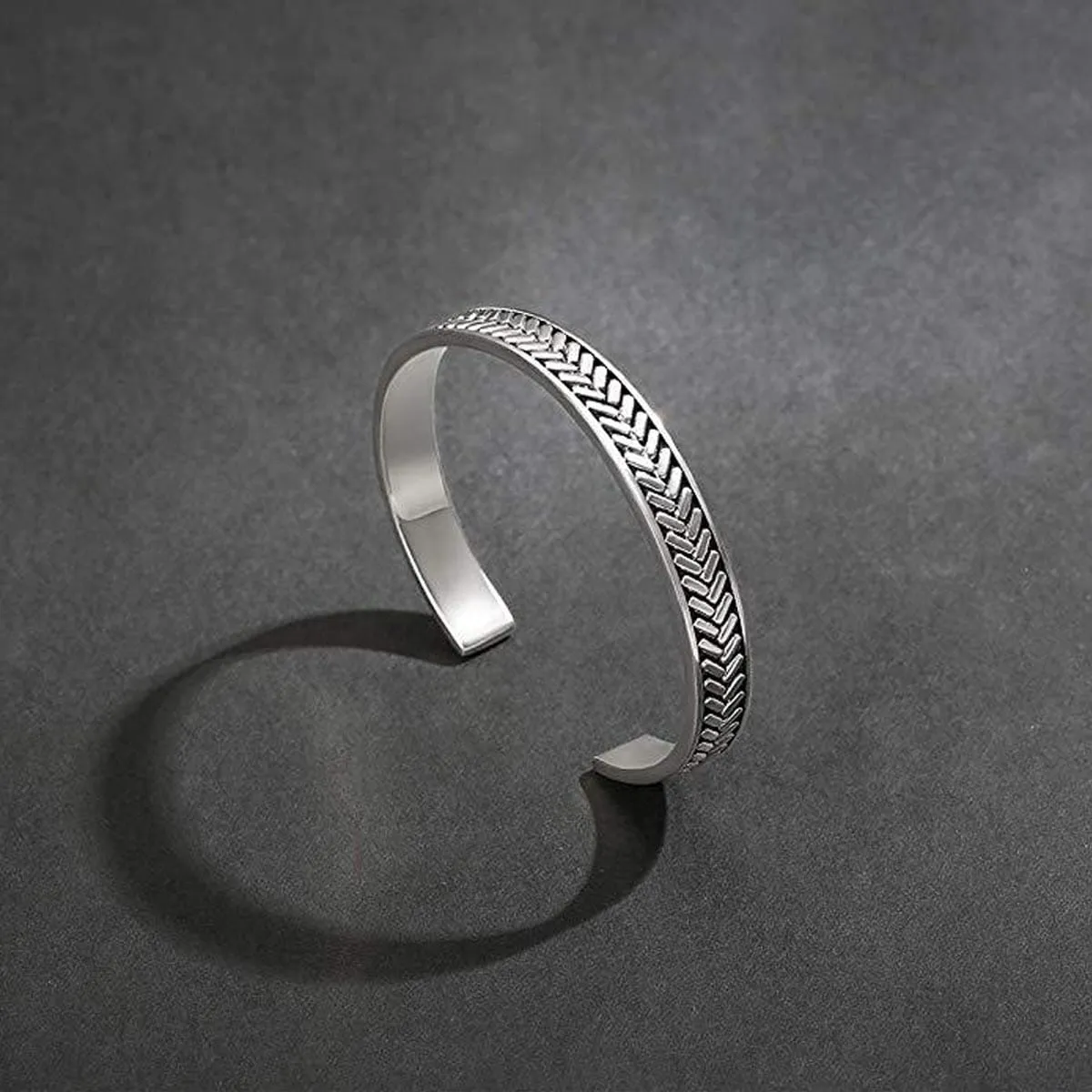 FANCIME FEARLESSNESS Mens Open Cuff Sterling Silver Bracelet