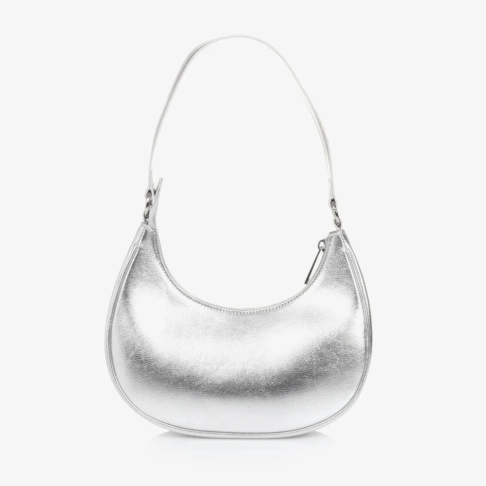 Faux Leather Curved Bag