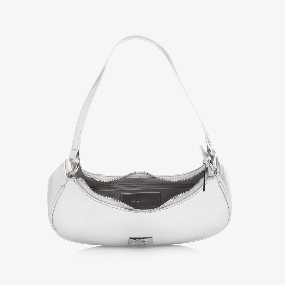 Faux Leather Curved Bag