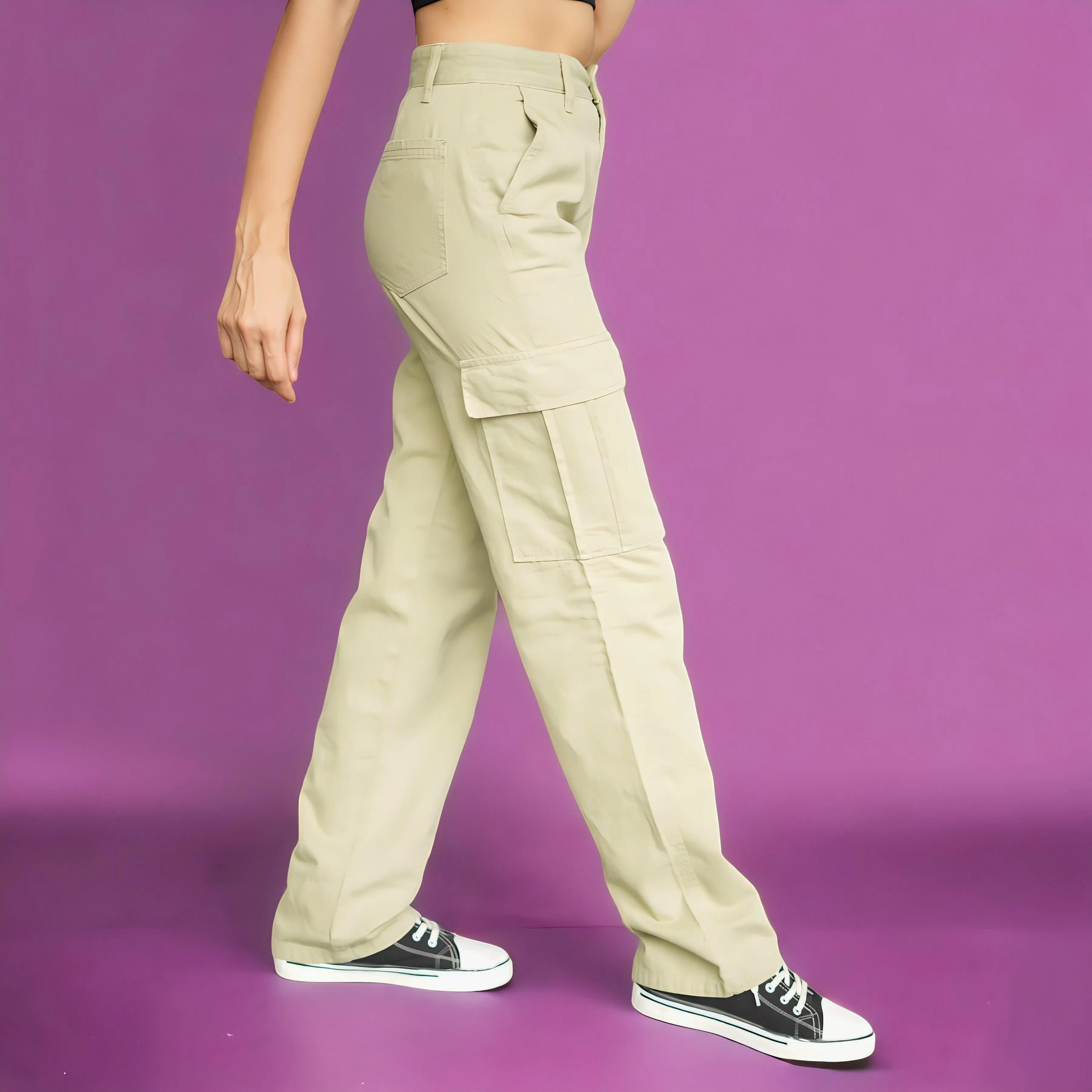 Female Parrot Green Cargo Trousers (6 pockets)