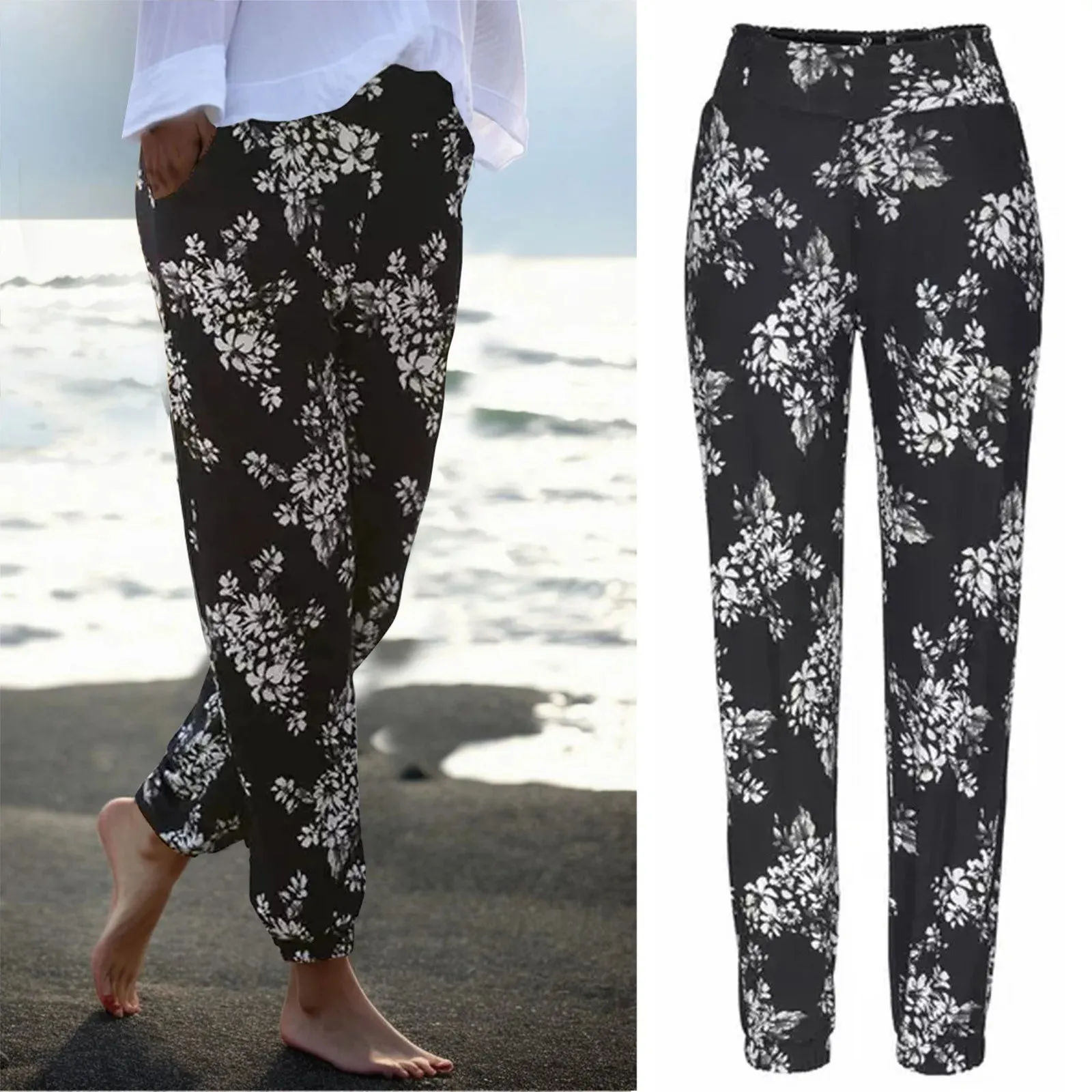 Floral Casual New Mid Loose Comfortable Holiday Beach Vintage Pants