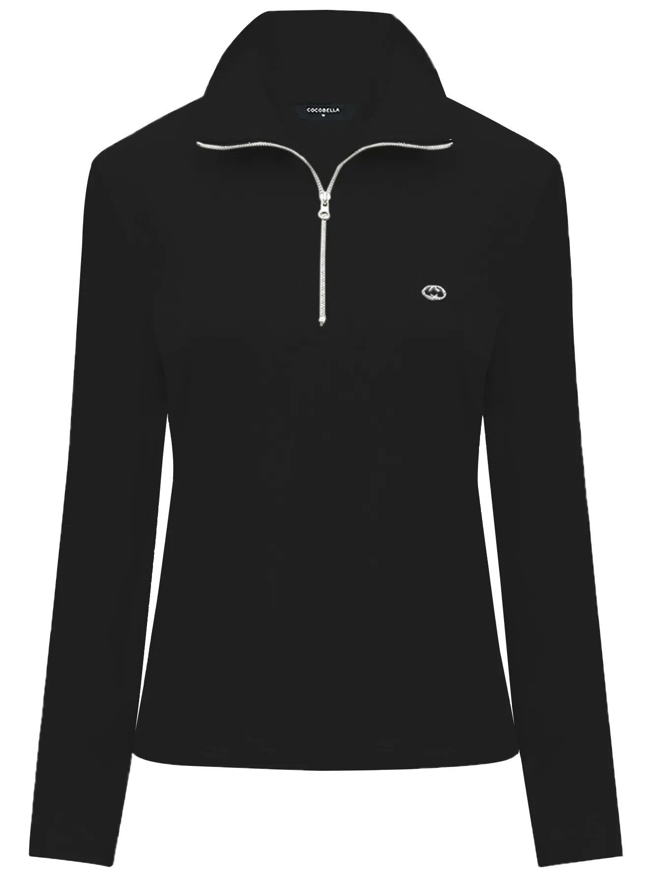 Form-Fitting Half-Zip Knit Top Shirt