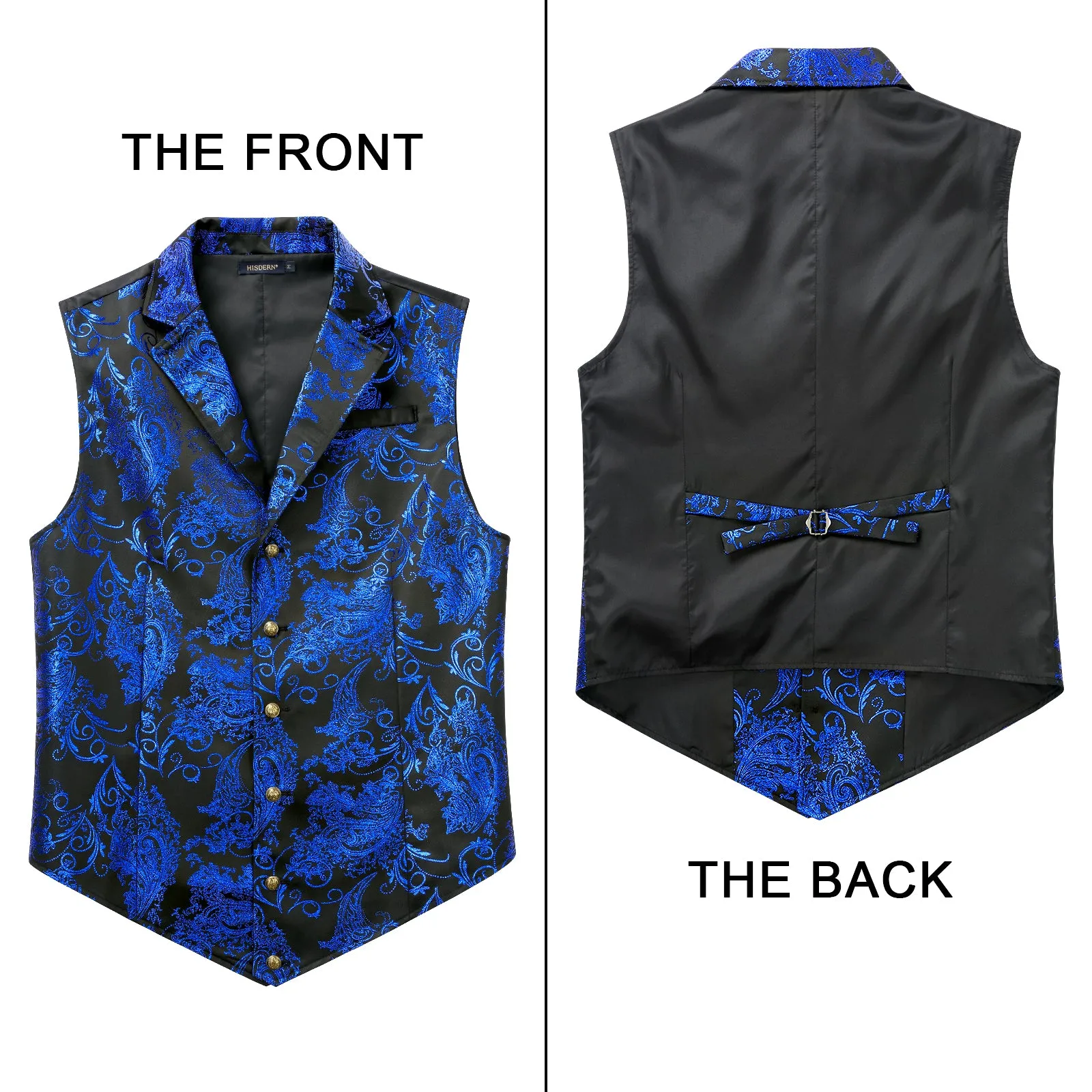 Gothic Lapel Party Vest for Men - BLACK/BLUE-3