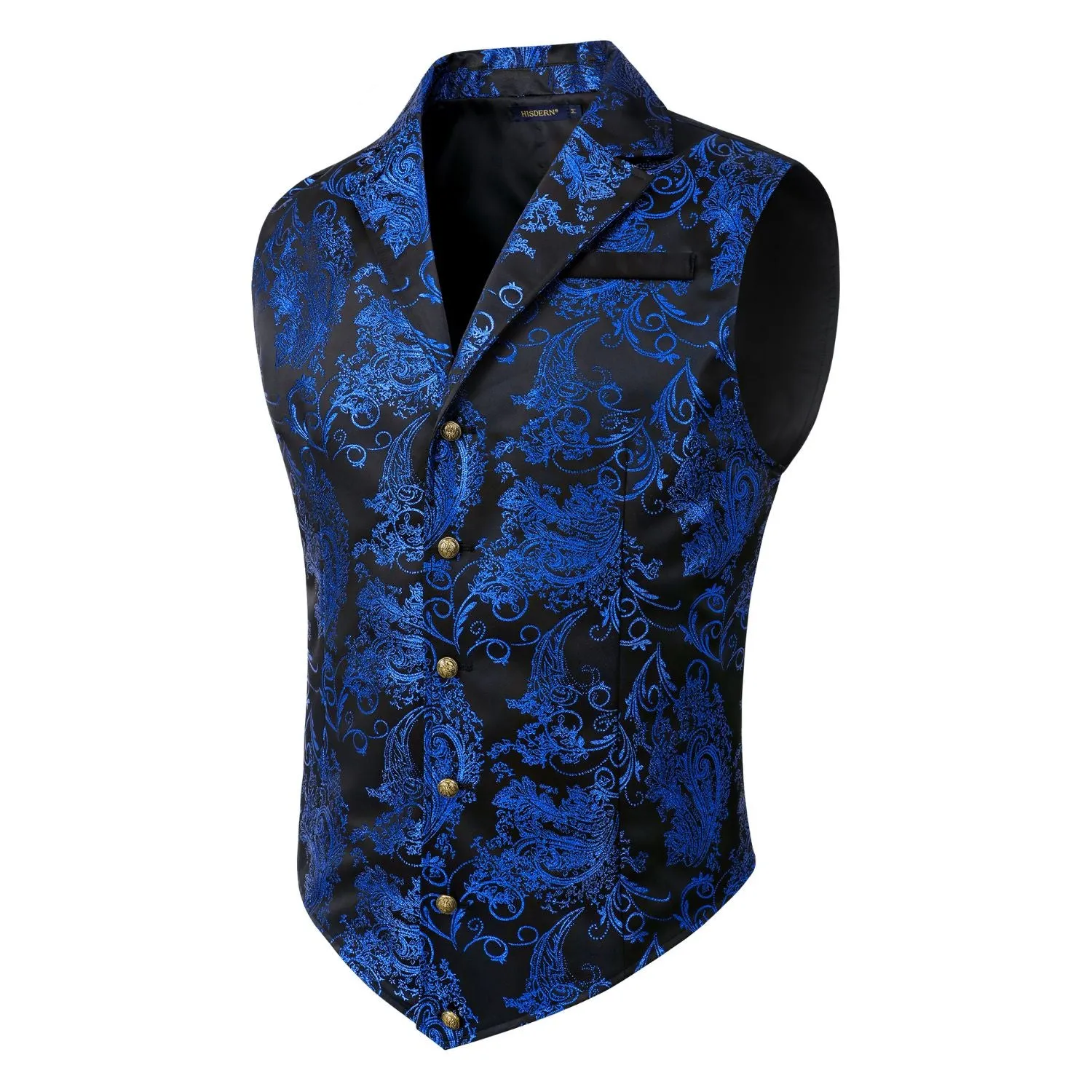 Gothic Lapel Party Vest for Men - BLACK/BLUE-3