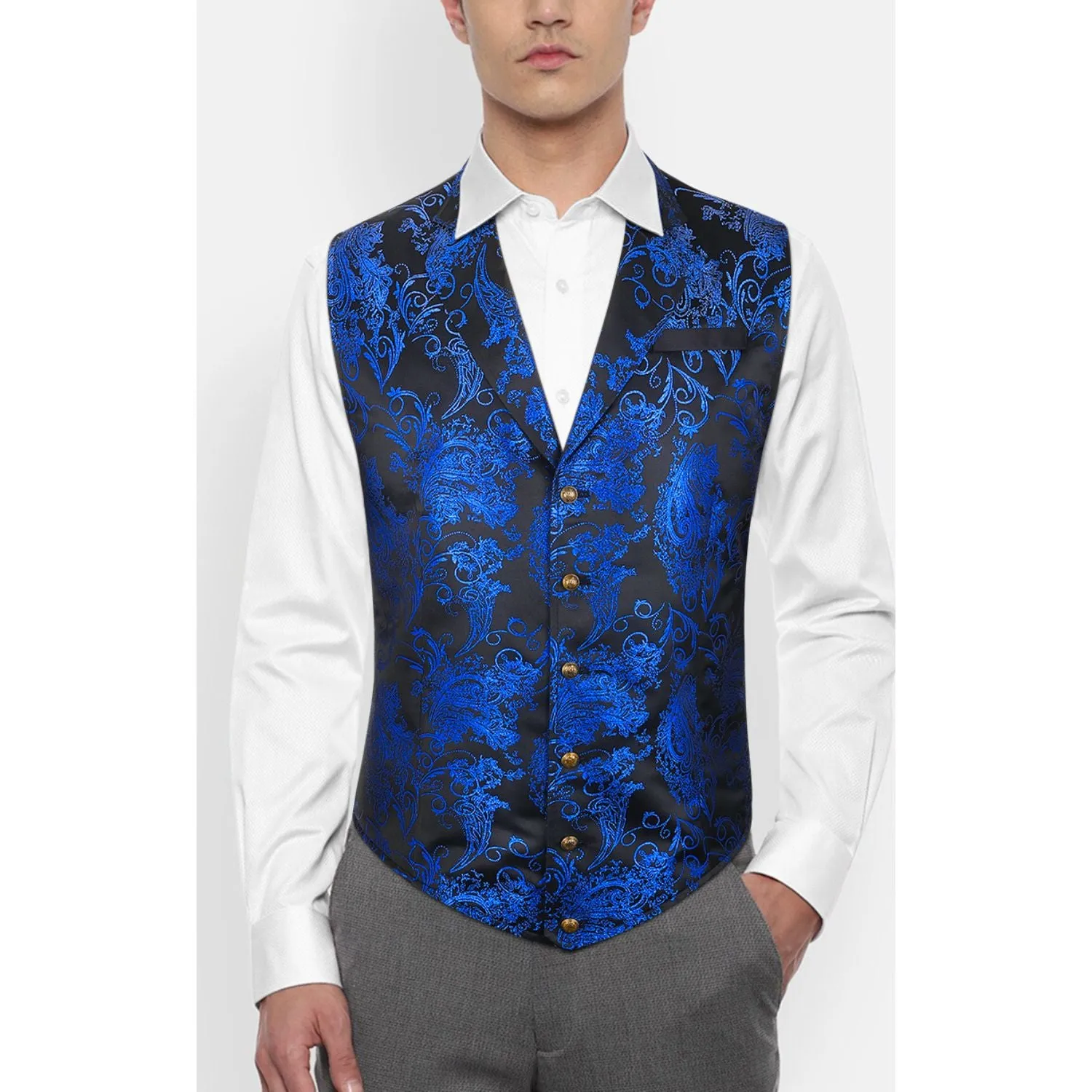 Gothic Lapel Party Vest for Men - BLACK/BLUE-3