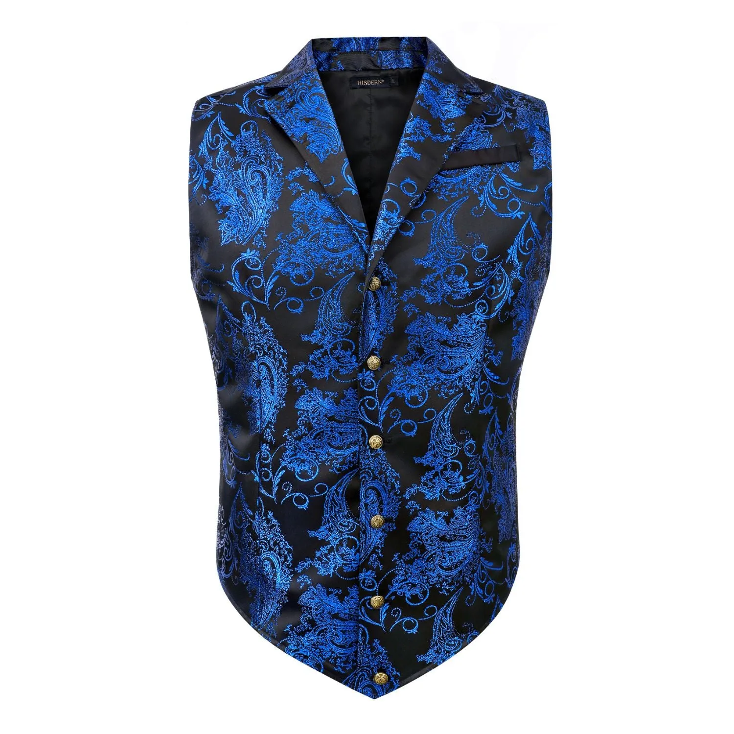 Gothic Lapel Party Vest for Men - BLACK/BLUE-3