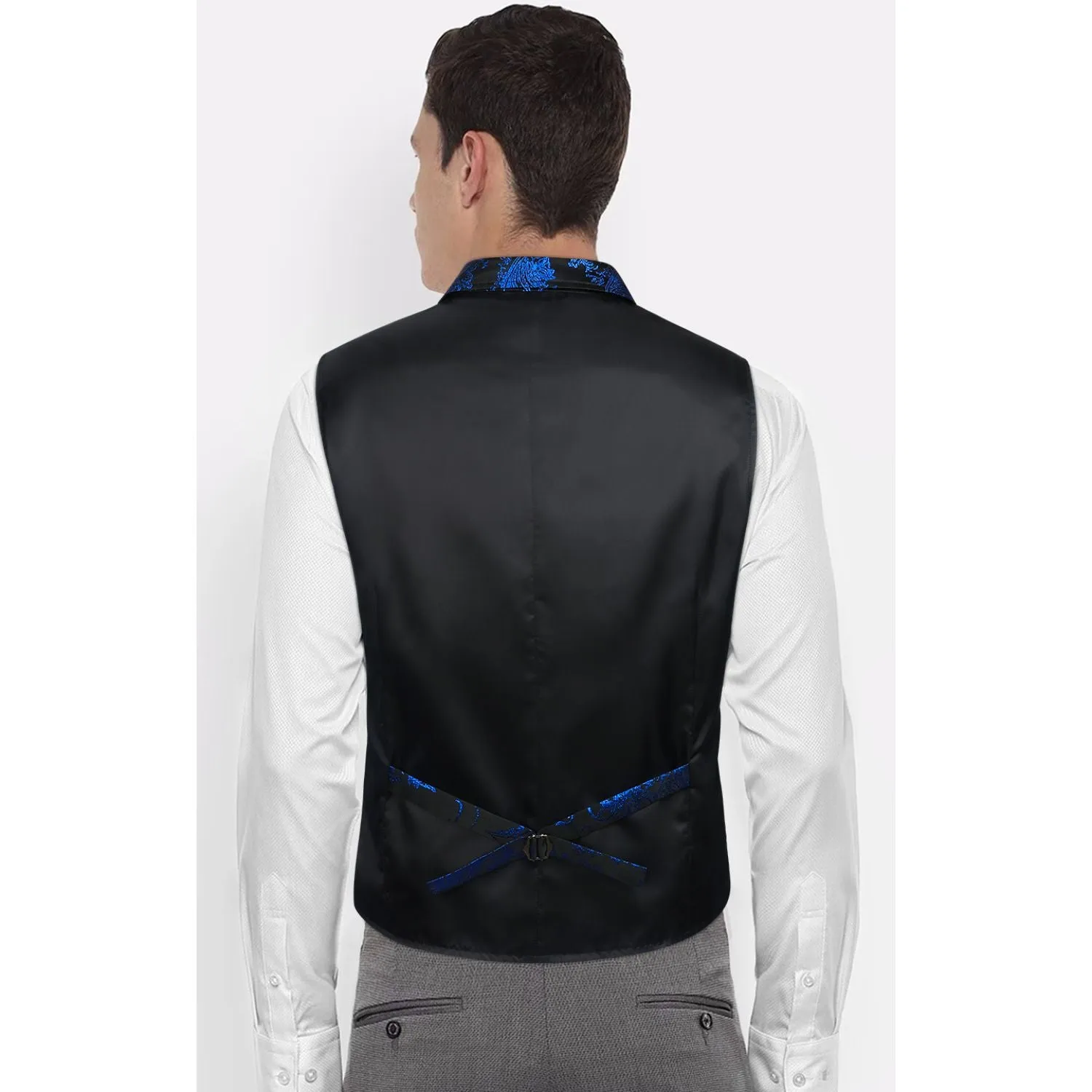 Gothic Lapel Party Vest for Men - BLACK/BLUE-3