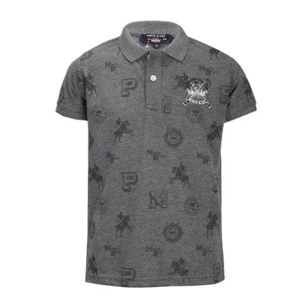 GREY SHORT SLEEVE POLO T-SHIRT FOR BOYS